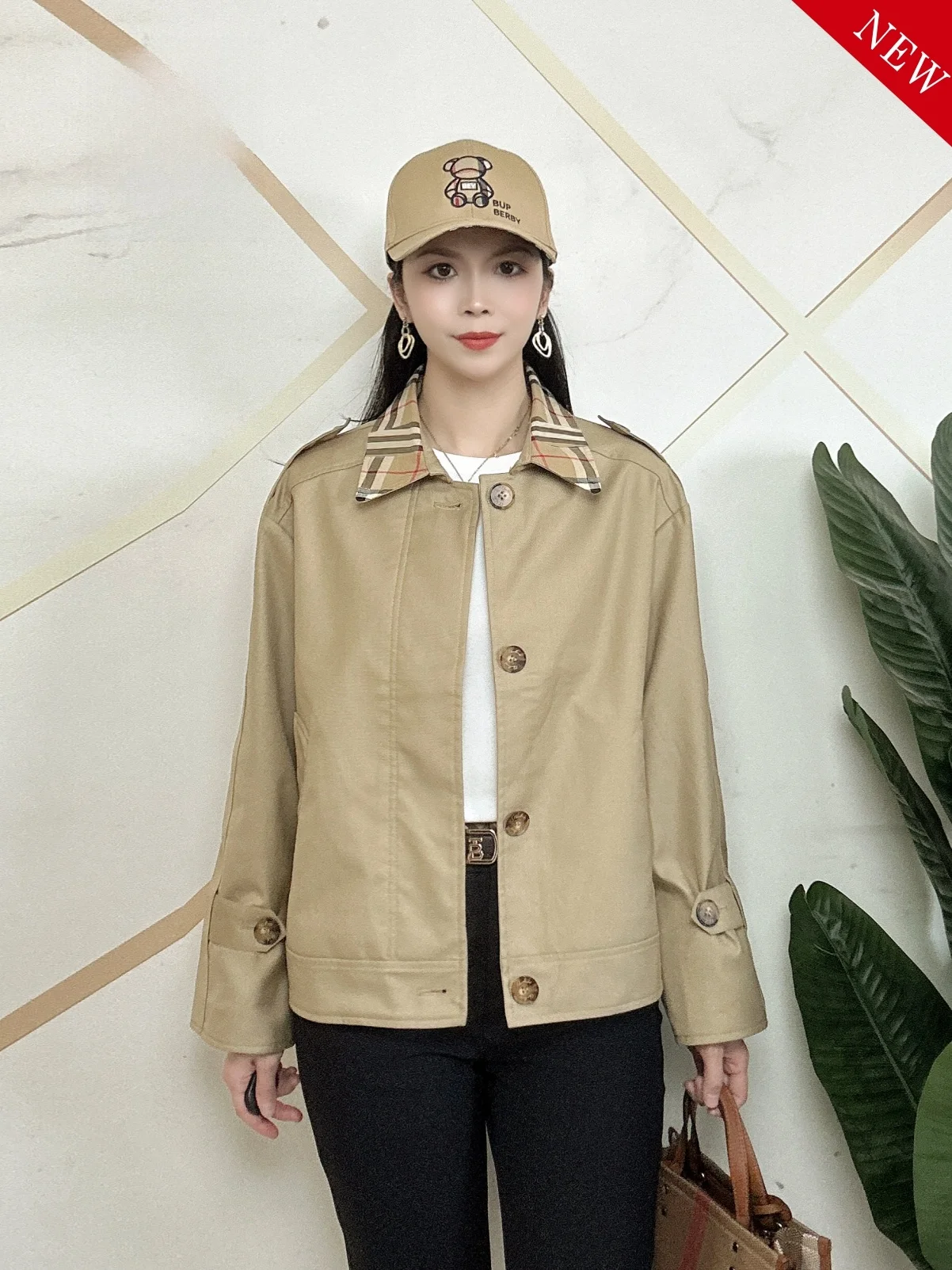 

Spring Autumn Ladies Stripe Collar Casual Versatile Jaet Open Cardigan Top Faionable ort Outerwear Commute Sle Briti