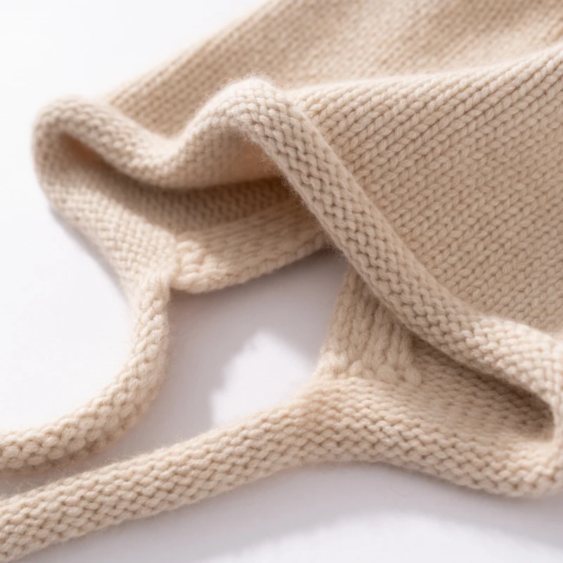 MERRILAMB Hohe Qualität Reinem Kaschmir frauen Winter Dicke Gestrickte Hut Im Freien Weiche Warme Ohrenschützer Aviator Caps Weibliche Bomber Hüte – Detail 6