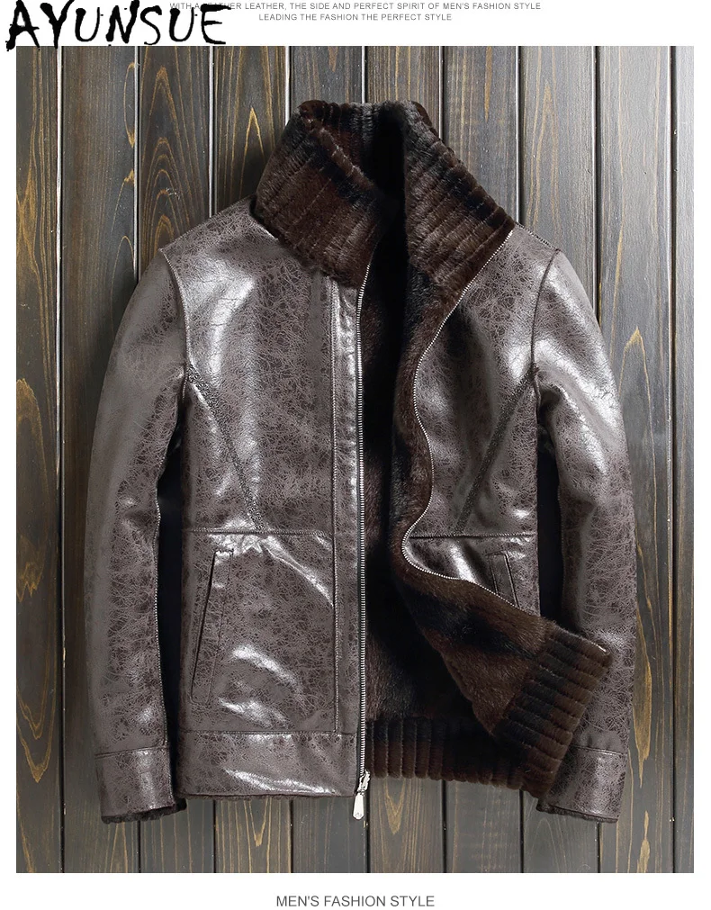 AYUNSUEฤดูหนาวFaux Mink Fur Mens JacketคุณภาพสูงMensเสื้อผ้าReversibleแฟชั่นฤดูหนาวOutwear Mens Casacas Para Hombre