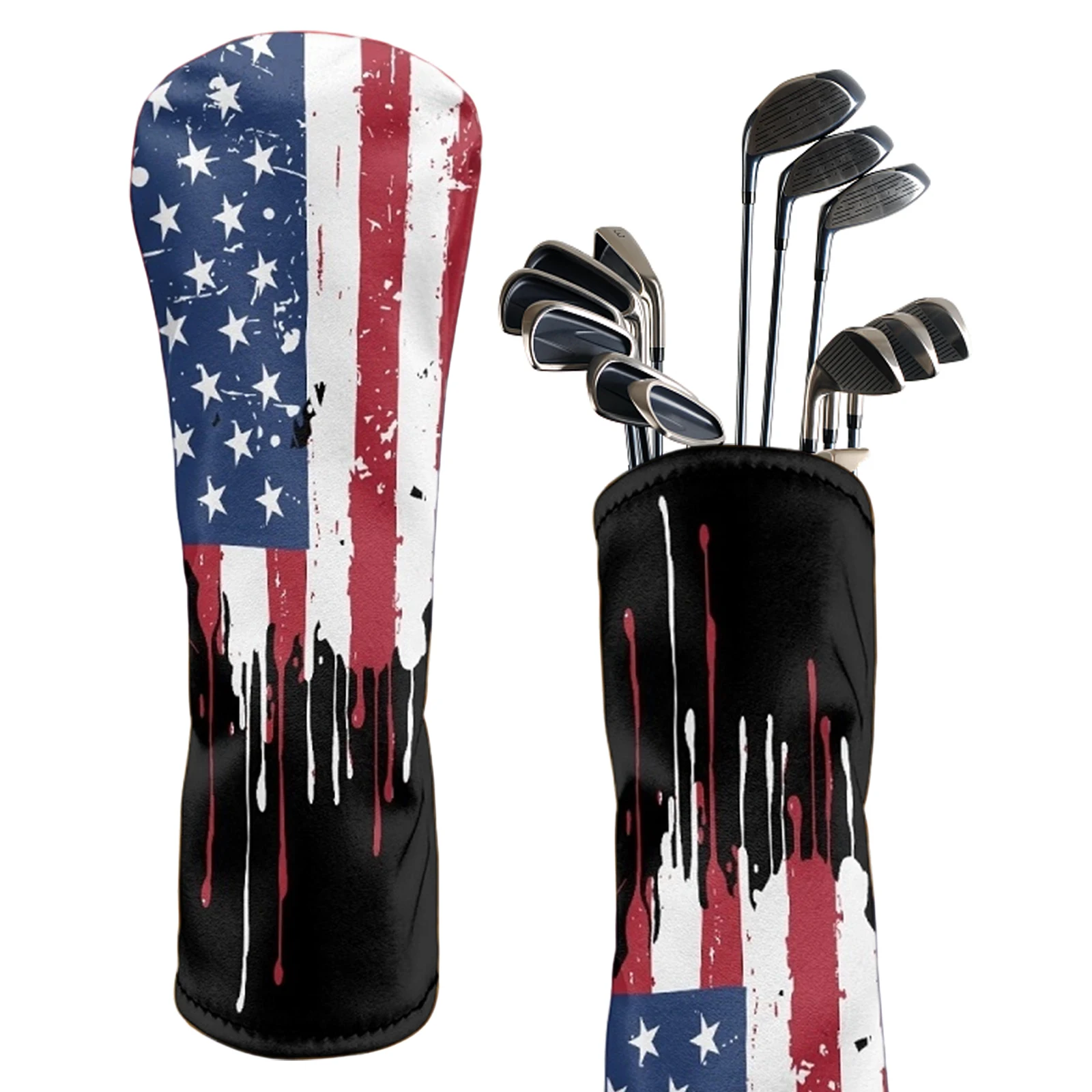 PU Leather Golf Club Head Guard Protector Dual Elastic Band Easy Off Fits Standard Head