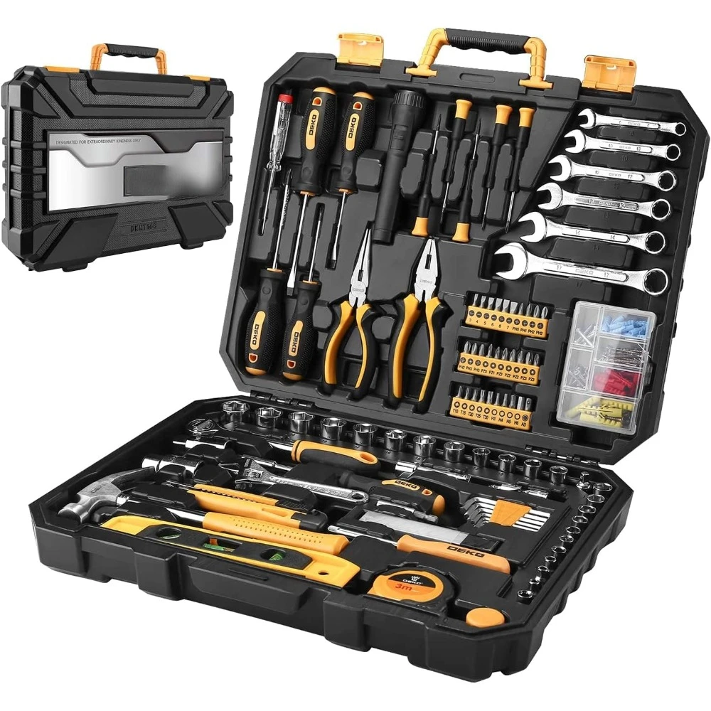 208 Piece Tool Set,General Household Hand Tool Kit, Auto Repair Tool Box with Plastic Toolbox Storage Case