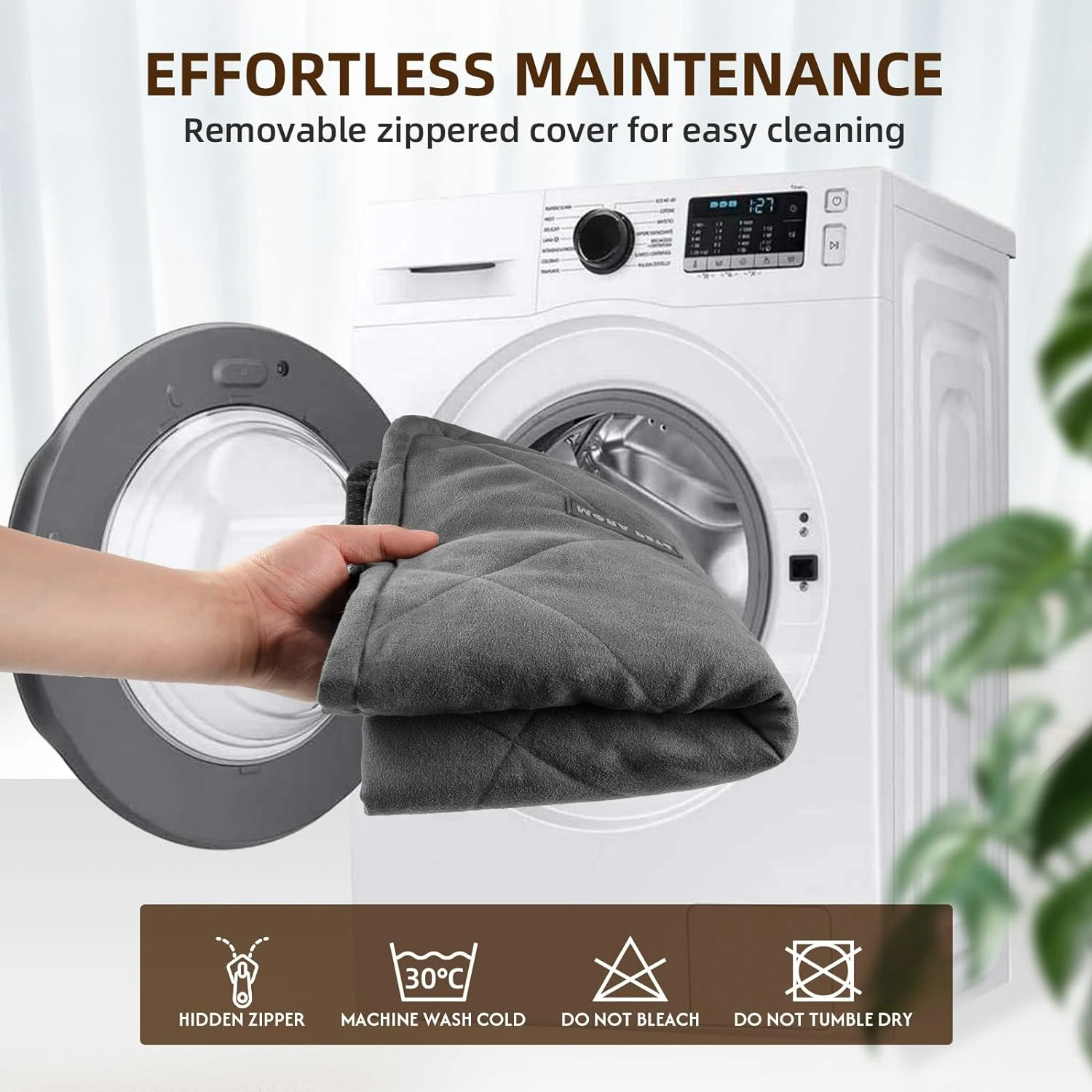 Perfect, Ultra-Soft and Cozy Grey Reversible Self-Heating Dog Crate Pad for Medium and Large Dogs - Washable Cover, Anti-Slip Bo