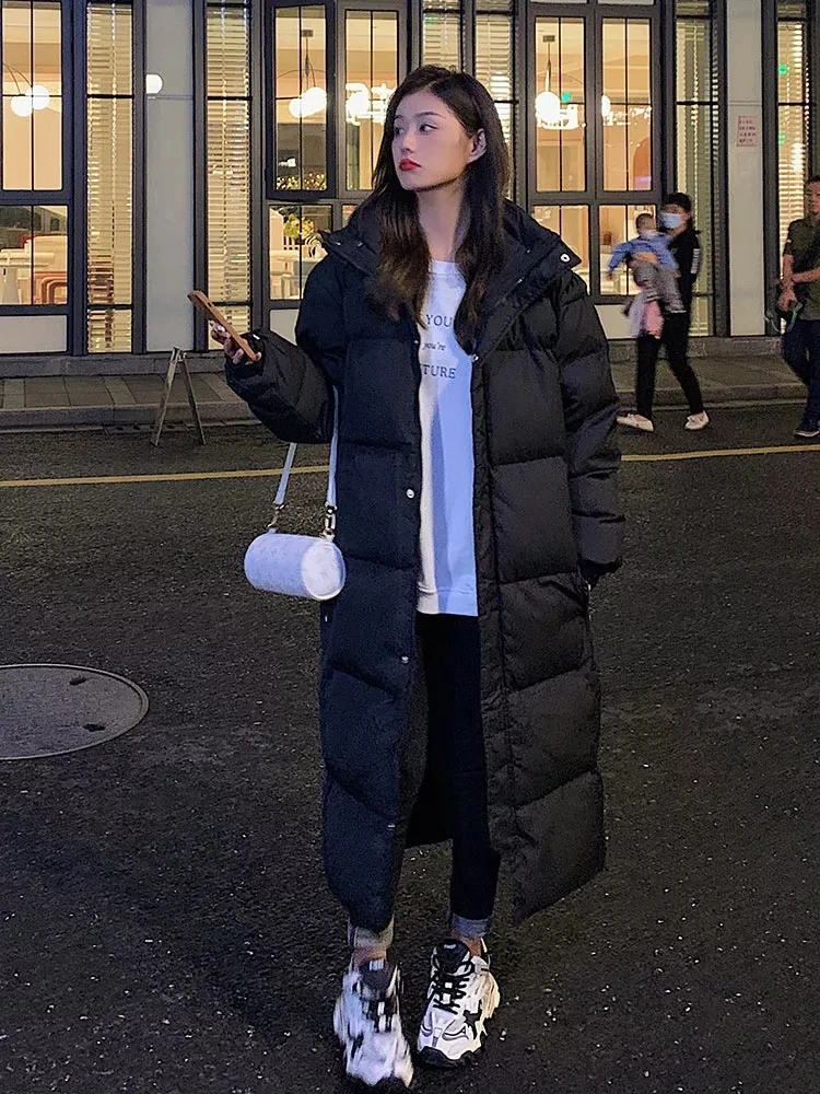 

2025 New Solid Long Straight Winter Coat Casual Women Parkas Clothes Hooded Stylish Winter Jacket Female Casual Outerwear