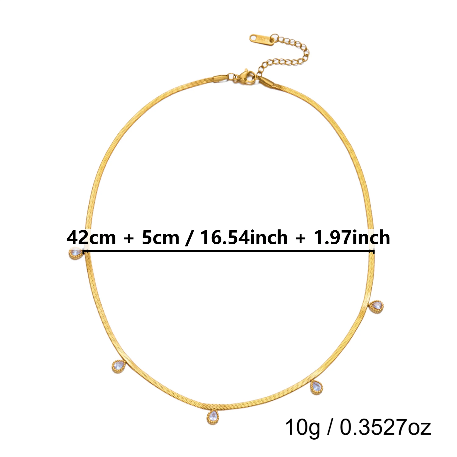 Zarte CZ-Schlangenkette, PVD-Edelstahl-Halskette für Damen, mehrschichtige Fischgräten-Choker-Kette, Party- und Alltagsschmuck, Geschenk, wasserdicht – Detail 8