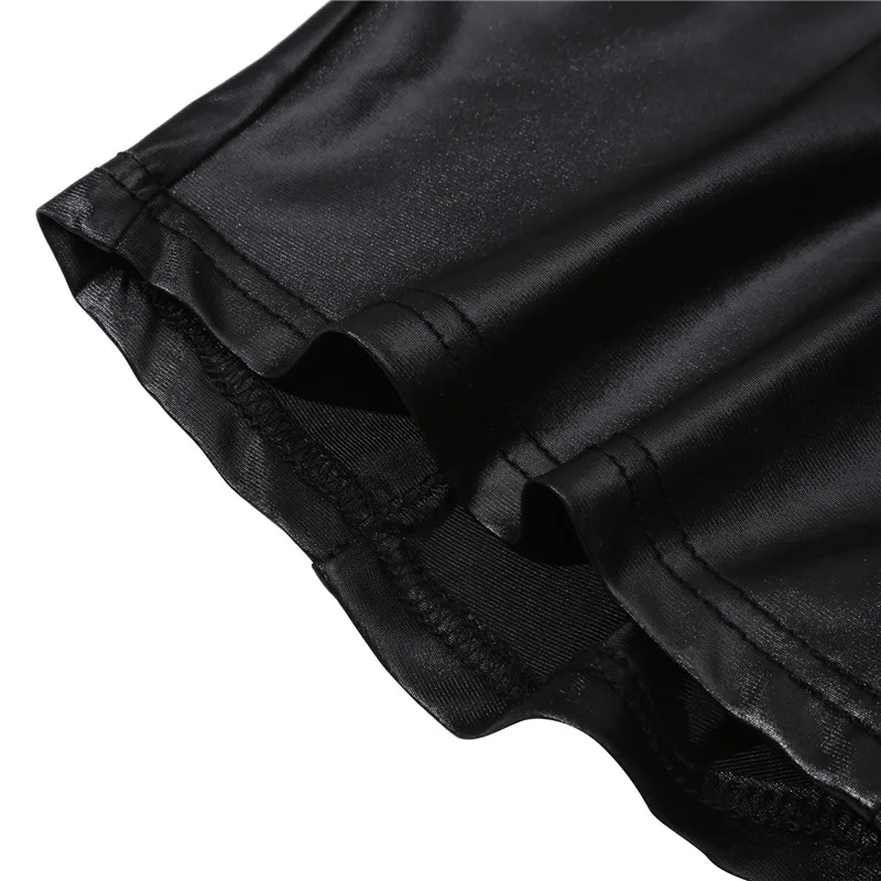 Sexy Frauen Shorts Elastische Hohe Taille Wetlook Faux PU Leder Kurze Hosen Latex Heißer Goth Shorts Pole Dance Clubwear Mini shorts