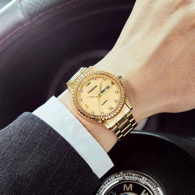 Relógio masculino luz noturna à prova dwaterproof água calendário semana novo estilo homem relógios de luxo relógio masculino numeral romano