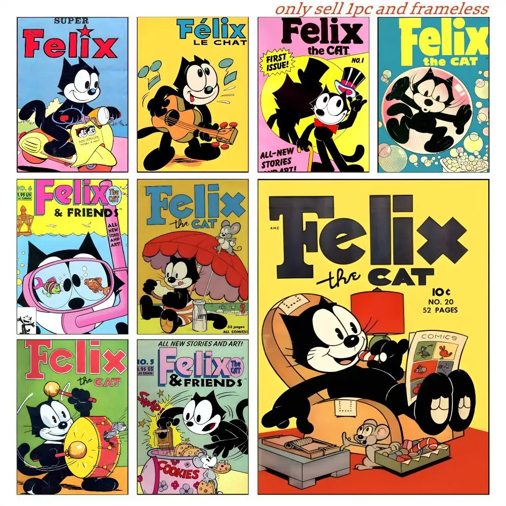 Cute Cartoon F-Felix The Cat Poster Decorative Wall Art Stickers Mural For Home Living Room Hallway Decor Gift