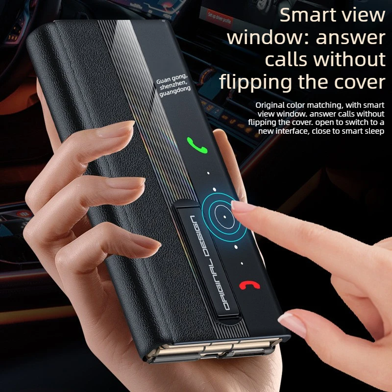 

For Huawei Mate XT Leather Case , Clear View Window Flip Folio Cover with Hidden Kickstand Luxury Drop Protection Frosted Case