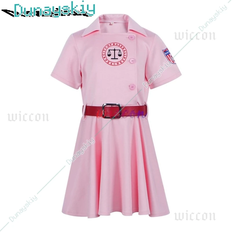 Rockford Peaches Movie AAGPBL Women's Baseball Dress Costume Cosplay A League of Their Own Pink Dress Costume Takerlama