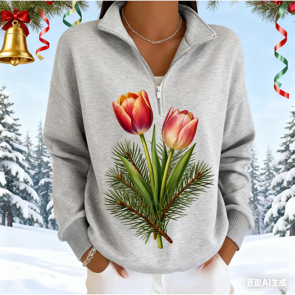Felpa con cappuccio da donna natalizia 3D Felpe con zip con stampa modello simpatico animale domestico autunno e inverno abbigliamento donna novità in capispalla felpe con cappuccio donna