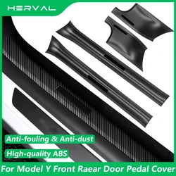 Herval For Tesla Model Y Door Sill Guards Protectors Cover Car Front Rear Door Anti-dirty Pad Accessories Pedal Protection Strip