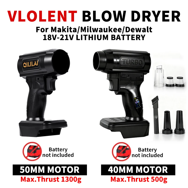 

Car Violent Air Blower Powerful Handheld Turbo Jet Fan High Speed 50mm Brushless Motor Thrust 1300g Car Wash Air Gun Dryer Tools