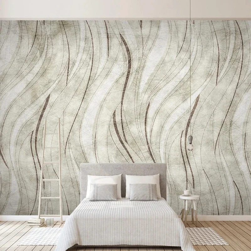 Retro Simple Abstract Lines Wallpaper Living Room TV Sofa Hotel 3D Wall Mural Background Wall Home Decor Fresco Papel De Parede