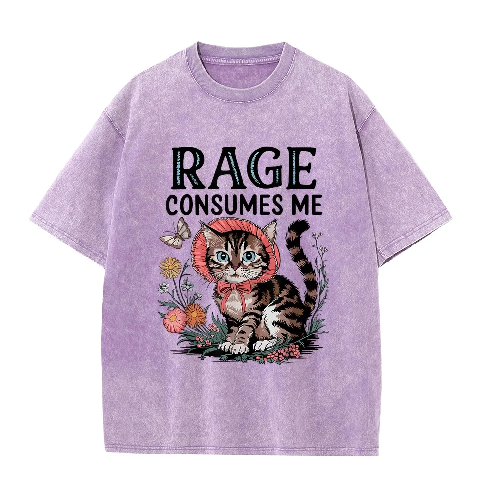 Rage Consumes Me Funny Cat Meme T-Shirt Men's Shirts Original T-Shirts Luxury Brand Gift 100 Cotton Text Print Unisex Men Tee T