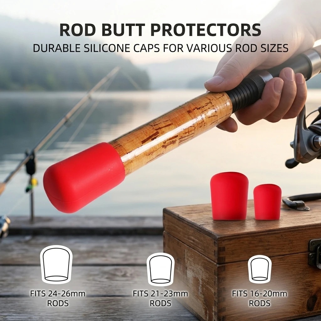 Silicone Fishing Rod Butt Cap for Freshwater Anglers Universal Anti-Collision End Protector Soft Impact Buffer Durable