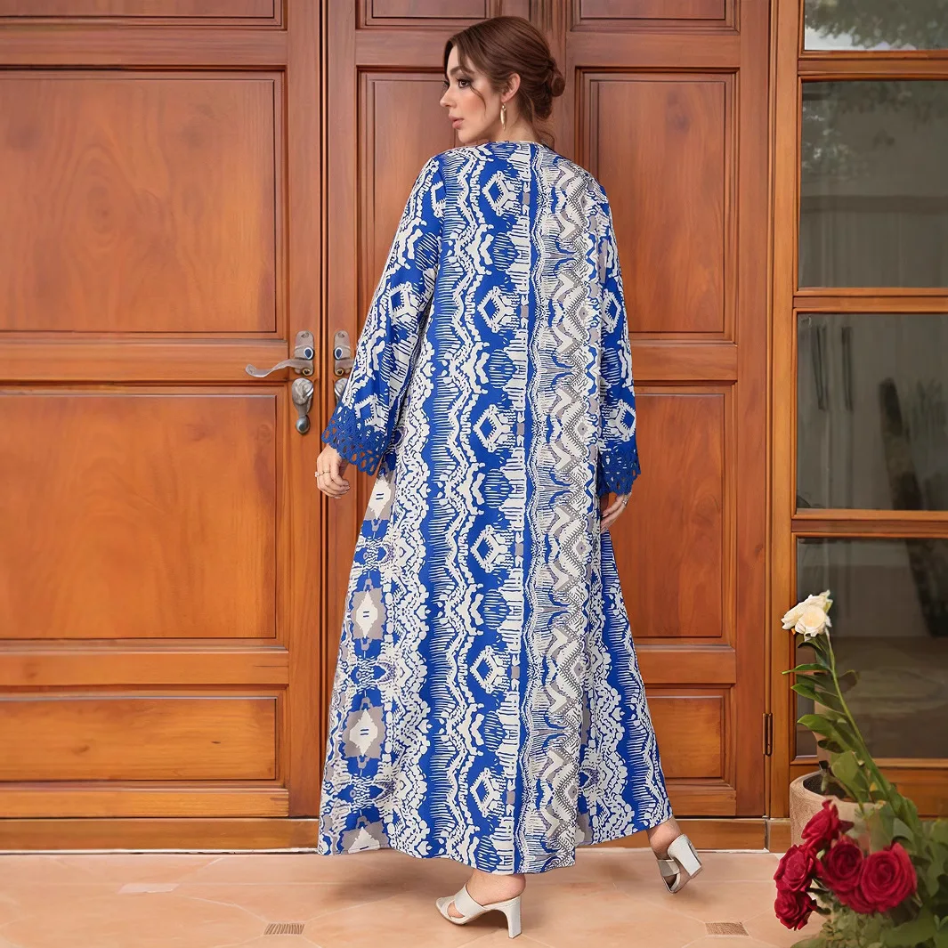 Ultimo maxi abito lungo antistatico Abaya musulmano modesto elegante stampa floreale all'ingrosso abiti di lusso da donna Khimar taglie forti