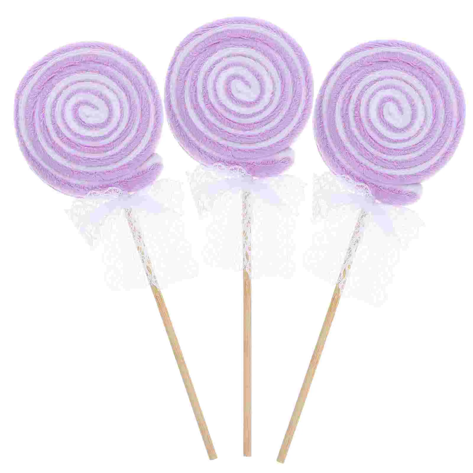 

3 Pcs Simulation Lollipop Birthday Party Decoration Unique Decorative Fake Wood Scene Props