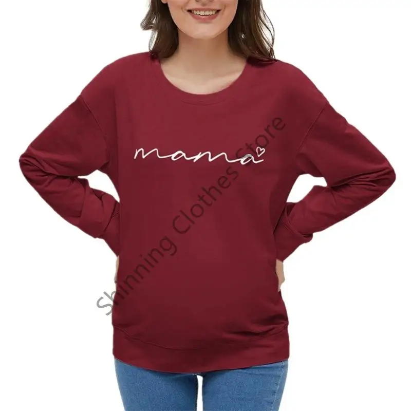 M68A سويت شيرت فضفاض مناسب للحمل وأكمام طويلة مطبوع عليه أزياء مريحة للبطن في فصل الخريف والشتاء قماش مقاوم للغسل #1