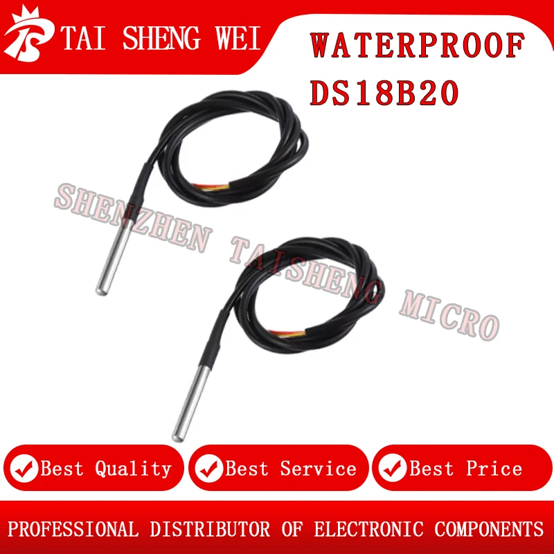 1 قطعة 5 متر مسبار درجة الحرارة استشعار درجة الحرارة الفولاذ المقاوم للصدأ حزمة مقاوم للماء DS18B20 مستشعر مسبار درجة الحرارة DS18B20 5 متر #5