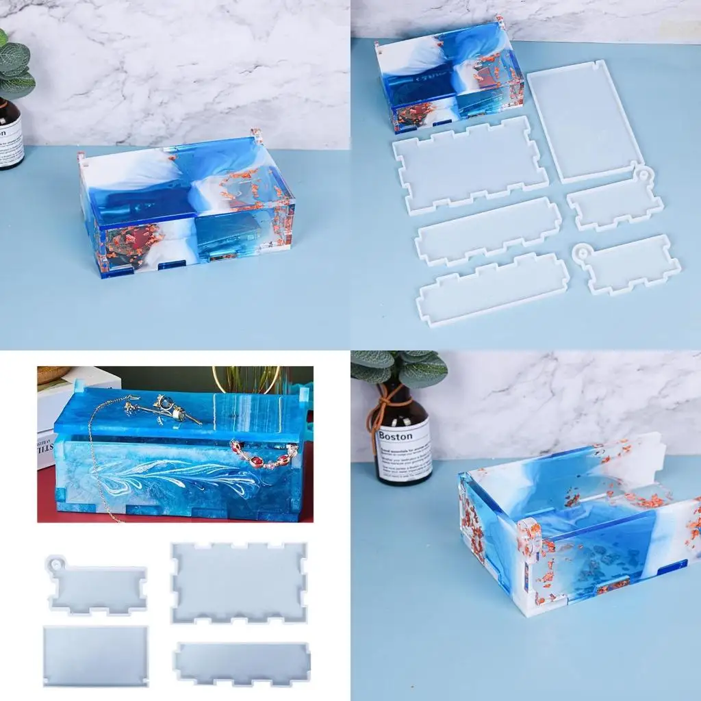  Slide Box Silicone Casting Mold Dominos Storage Box Resin Mold Store Various Crafts Jewelry Brushes Easy to store