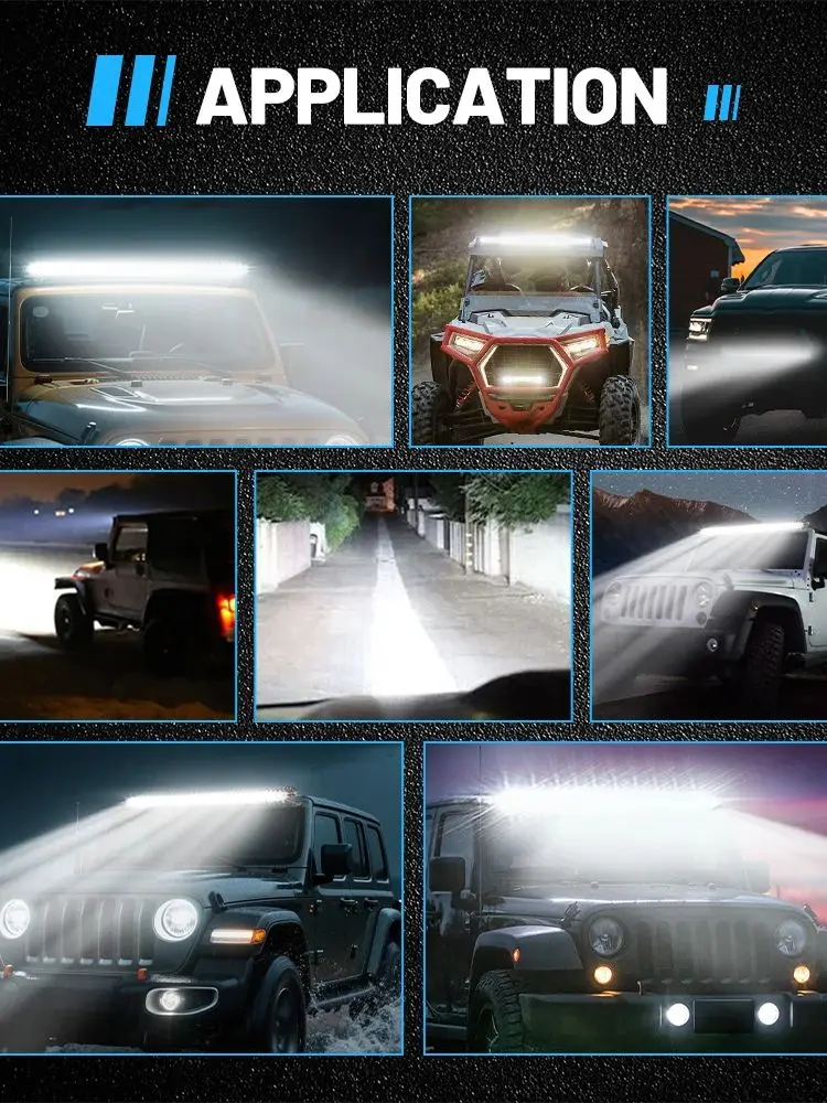HAOLIDE 6D Ultra Slim LED Lichtbalk 1 Rij 7inch-50inch Rijlicht 6000K Wit voor Offroad 4X4 SUV UTV IP68 12V 24V off-road - afbeelding 2