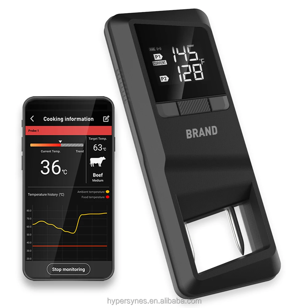 

LanYuXuanTuya Smart Kitchen BBQ Wireless Digital Thermometer Bluetooth Remote Control Metal Material for Cooking Grilling Househ