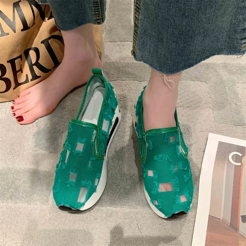 Shallow Mouth Flax Summer Shoes Ladies Tennis Female Round Toe Women\'s Slip-on Casual Sneaker Flats Linen 2023 New