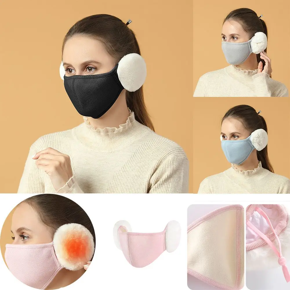 

Winter Outdoor Riding Ski Ear Flap Face Cover Men/Women Cold-proof Mask Windproof And Warm Cotton 2 in 1 Masks Earmuffs