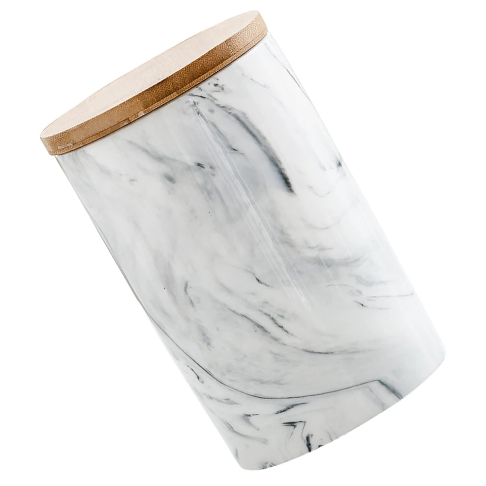 

1pc Ceramic Airtight Sealable Container Marble Pattern For Tea Storage Canister Beans Kitchen Food Storage Canister