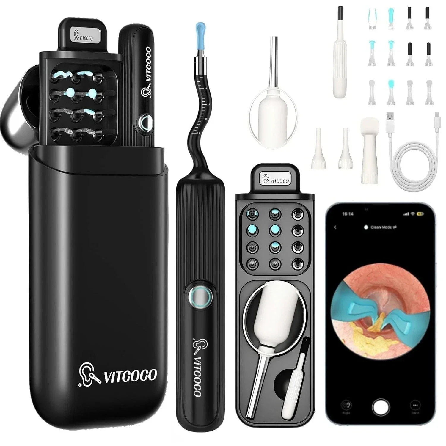 Ear Wax Removal Tool with Camera - Flexible Otoscope Ear Cleaner Kit for Family