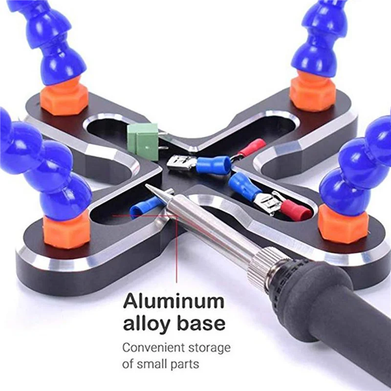 A53Q-3X DIYはんだ付けサードハンド12個フレキシブルアーム溶接補助スタンド修理ホルダーツール多機能メタルベース