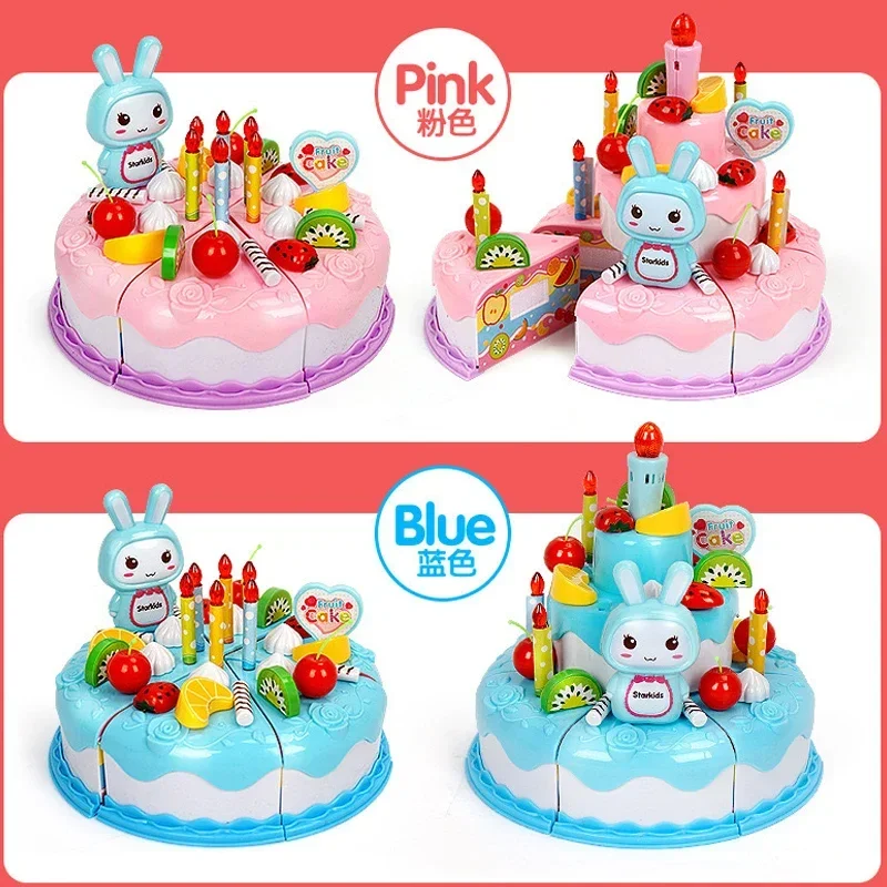 Kids Simulated Celebrating birthdays by blowing candles play house Pretend Cut cake and eat cake Role Playing Toys Boys Girls