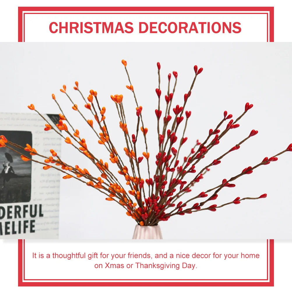 5 قطعة فروع التوت الاصطناعي سيقان التوت الأحمر وهمية لزهرية ديكور عيد الميلاد الديكور تشكيلة زهور المنزل عيد الميلاد #5