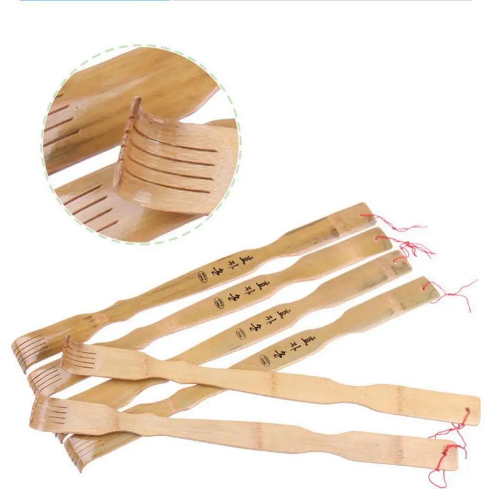 2Pcs 18inch Bamboo Scratcher Old Man Women Scratch The Back Scraper Korean Characters Back Scratcher Relaxation Back Scratcher