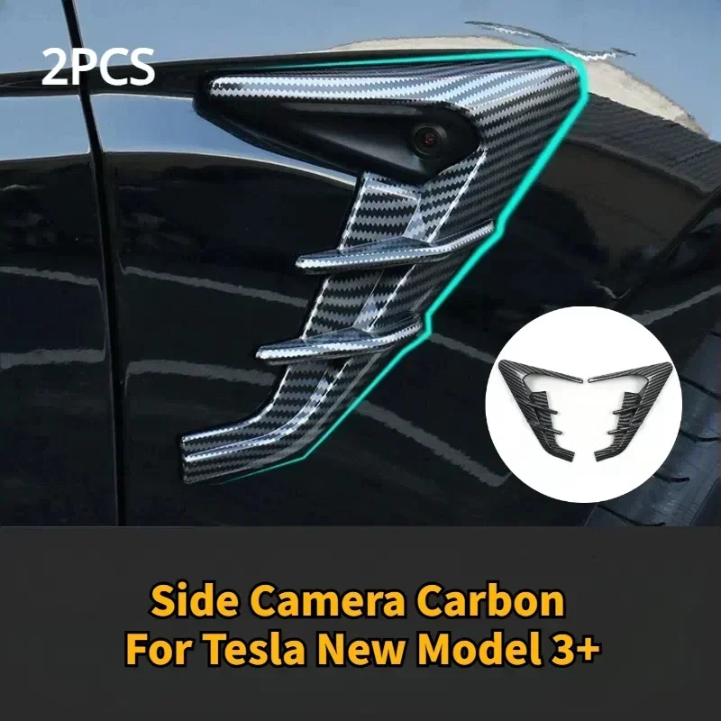 For Tesla Model Y Launch/Model 3+ Highland 2025 Side Camera Carbon Fiber Protection Cover Side Camera Cover Guard Accessories