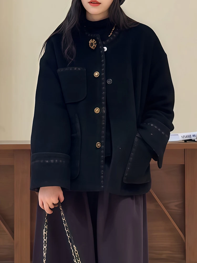 

Ретро-кардиган из утолщенного металлического материала синего цвета, женская модная теплая верхняя одежда на весну, осень, зиму, новинка