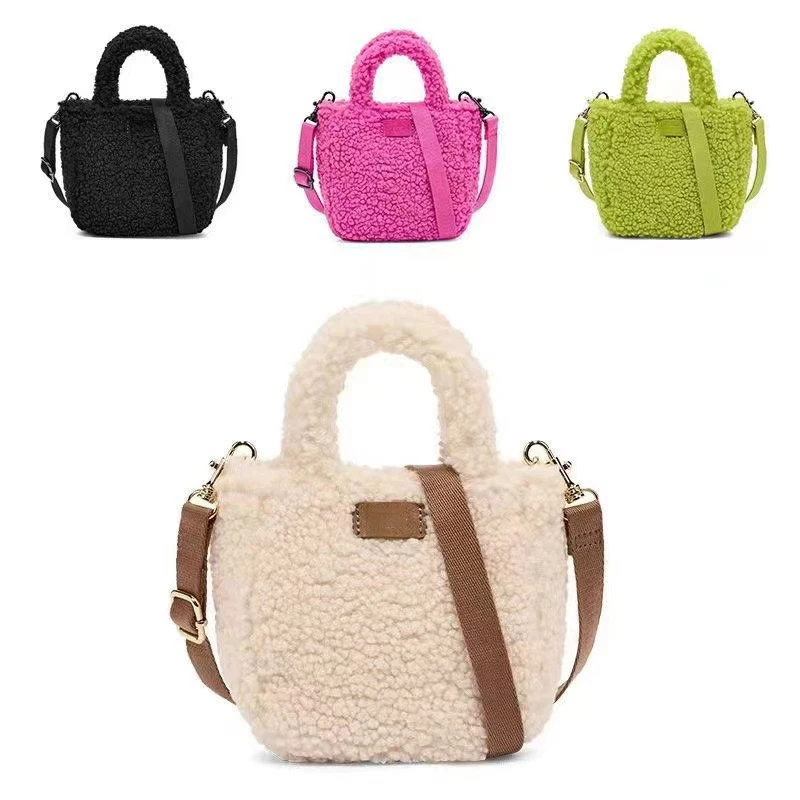 Vintage Women\'s Bag Large Capacity New Autumn And Winter Models Sherpa Tote Shoulder Bag