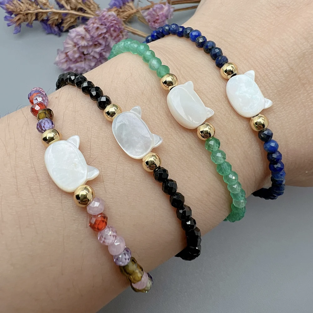 

Fashion Stone Zircon Beads Natural Sea Shell Charm Bracelets For Women Handmade Jewelry