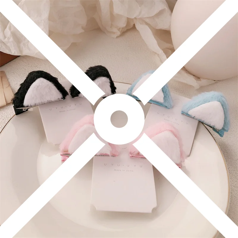 2 قطعة آذان القط أفخم على البخار القط الأذن على شكل الخبز الأطفال مشبك شعر لطيف الكرتون ستيريو كليب فتاة صغيرة إكسسوارات الشعر ل Dail #1