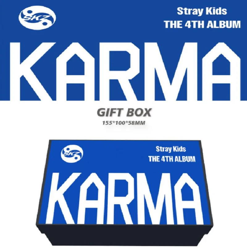 Han STAY SKZOO KPOP Stray Kids kotak hadiah, mini album KARMA merchandise, gantungan kunci, stiker, kartu, set lanyard, hadiah liburan