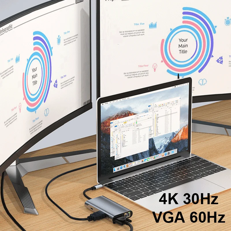 usb c hub Type C To HDMI-Compatible 4K Adapter 5GB HUB USB 3.0 100W PD Fast Charge For MacBook Pro Air usb c docking station