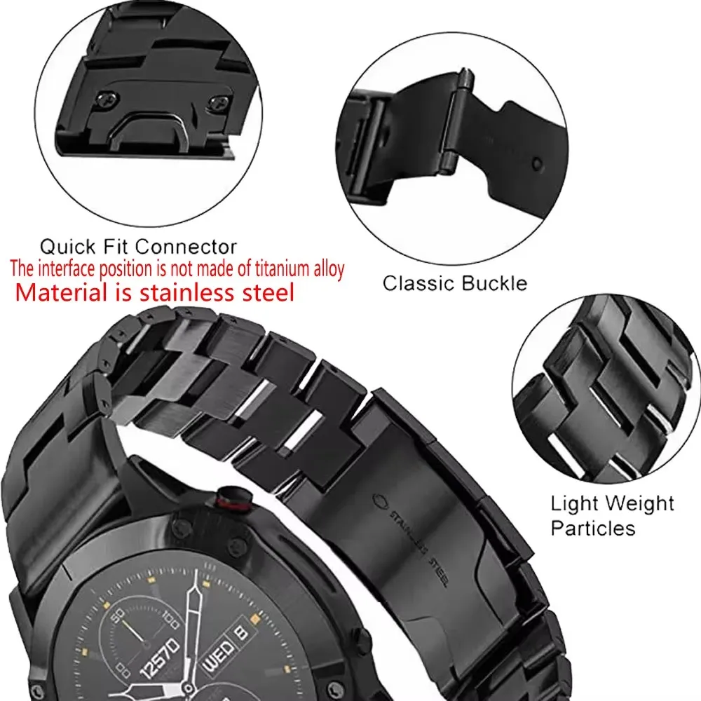 Titanium Alloy Watch Bracelet for Garmin Fenix 8 51mm 47mm 7X 6X MARQ Gen 2 Descent Mk3i G1 Epix Pro 5X Plus Band Quickfit Strap