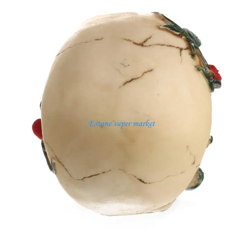 090B Skull ประติมากรรมเรซิ่น Desktop Decor ใบหน้าที่น่ากลัวสำหรับตกแต่ง