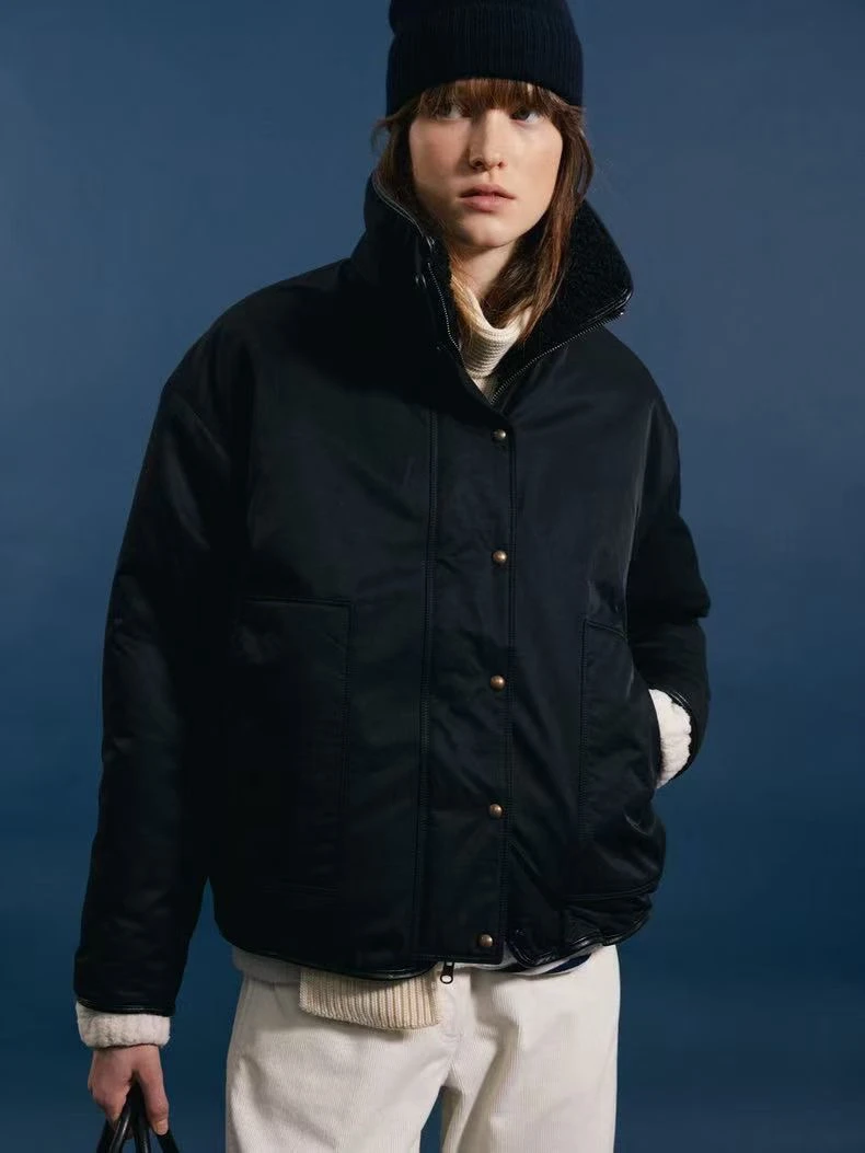 

PREON Commuter Sle Zipper Jaet Double-Sided Wear Haome Autumn Winter Outerwear Women's Faion Casual Long Sve