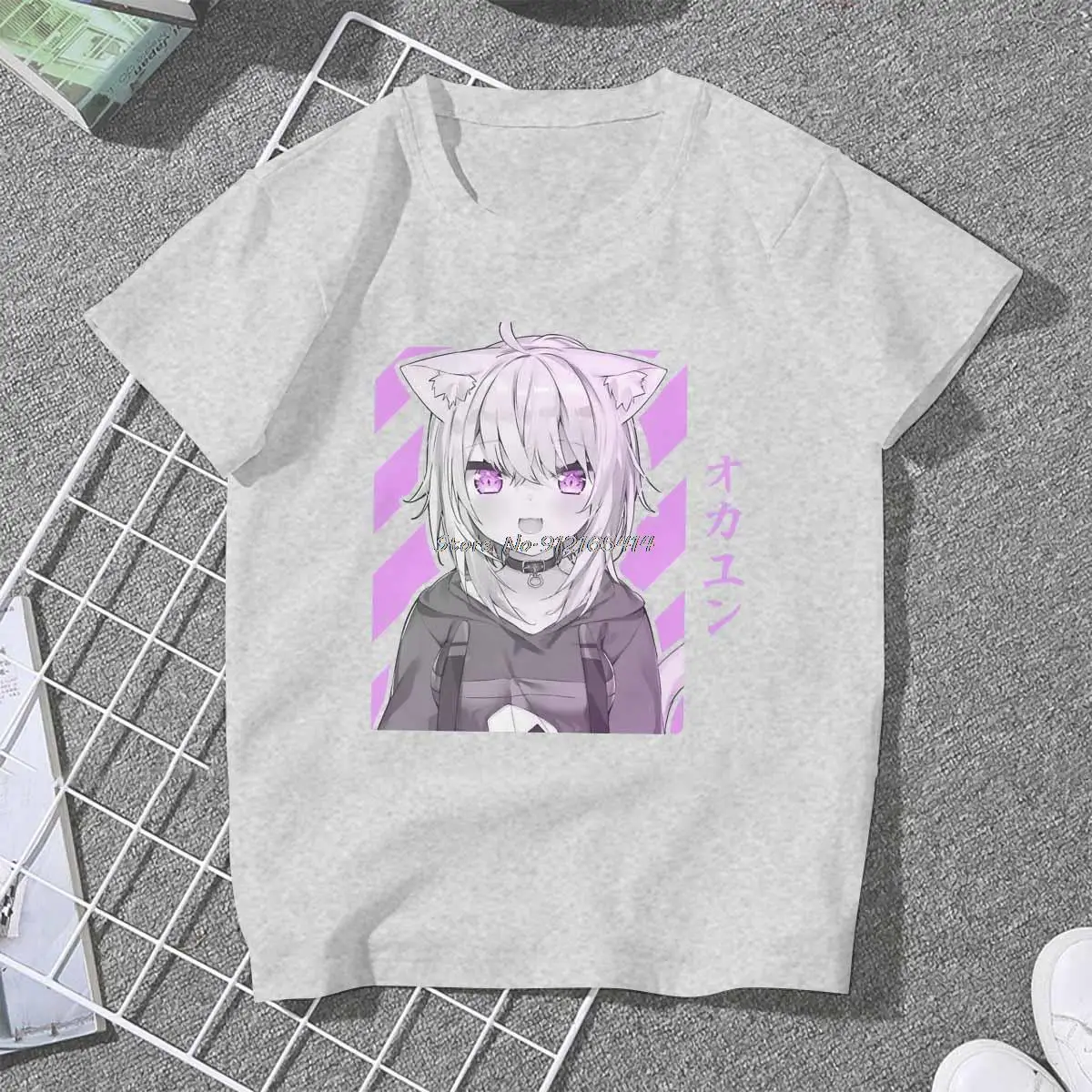 Nekomata Okayu Kawaii Girls Men T-Shirt Hololive VTuber Blusas Harajuku Casual Short Sleeve Vintage Oversized Tops