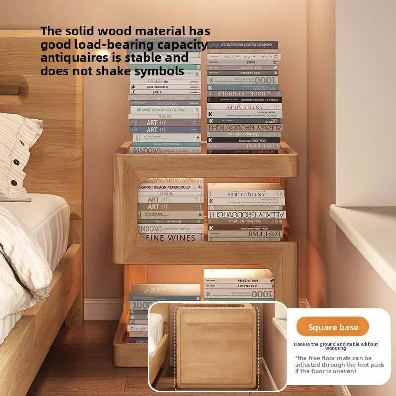 جميع طاولات السرير المصنوعة من الخشب الصلب، طاولة بجانب السرير بسيطة وحديثة، عدد قليل من طاولة تخزين بجانب السرير لغرفة النوم المنزلية الفاخرة الخفيفة