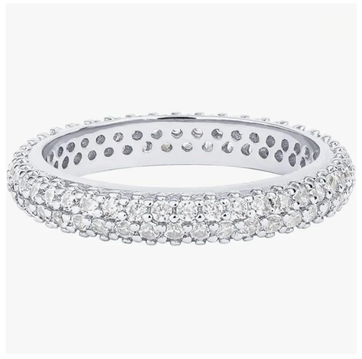 Bague de fiançailles en argent 925 plaqué or 14 carats pour femmes, ensemble de chaînes de diamant à 7 rangées de large, Moissanite, alliance complète d'éternité