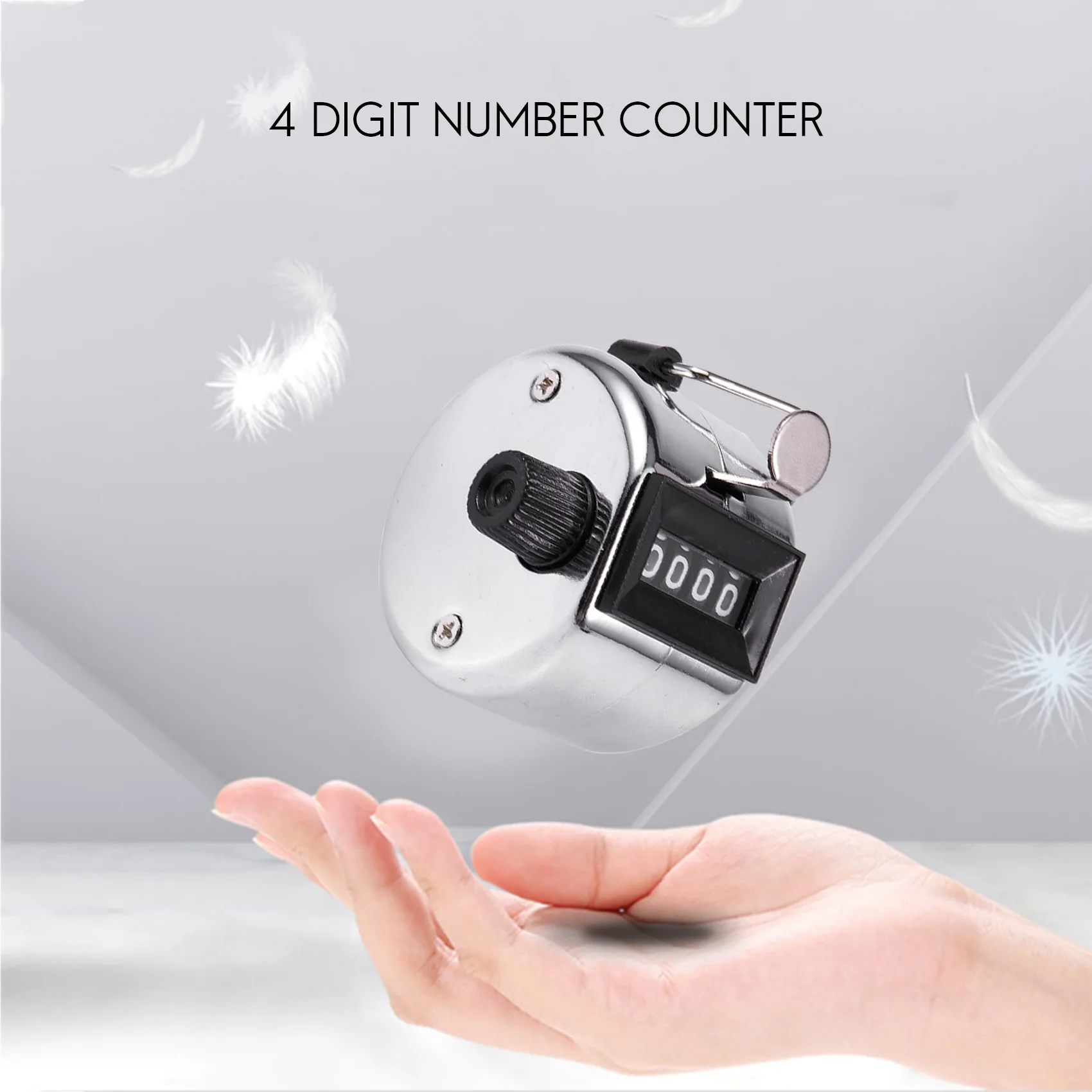 4 Digit Number Clicker Golf Hand Tally Click Counter Silver