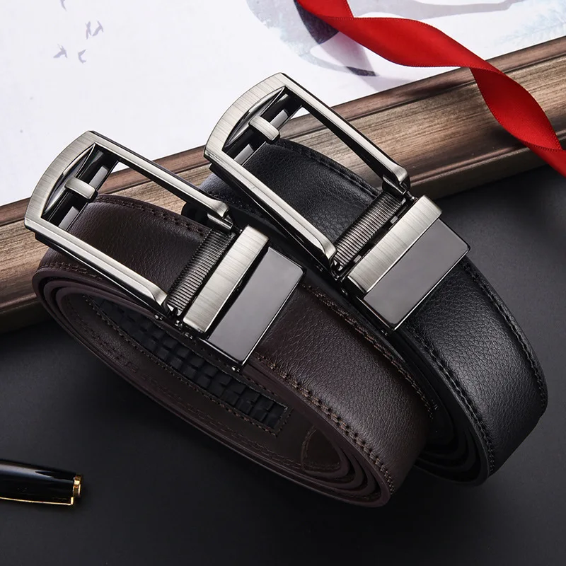 

Two Layer Cowhide Needle Punched Belt 3.5cm Automatic Buckle Waist Seal For Men's High-Quality Business And Leisure Buckle Belt