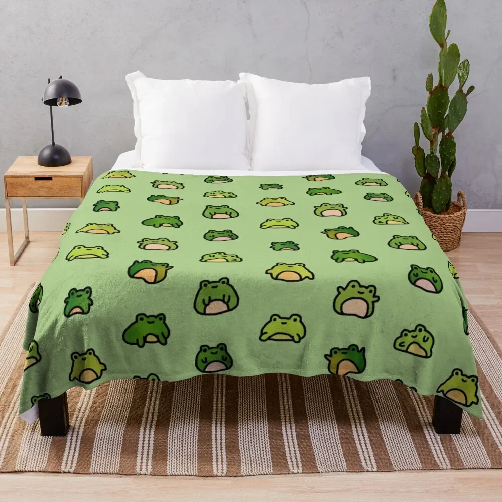 Frogs Doodle Throw Blanket Thermal Blanket Vintage Blanket Fluffy Blankets Large